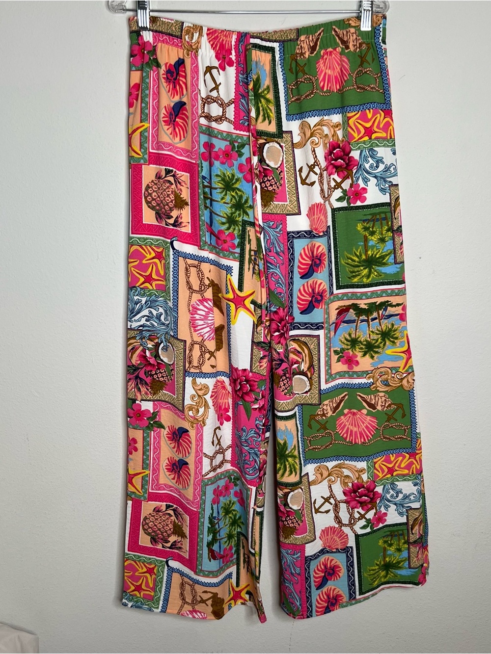 See You Monday Veggie Tomato Print Drawstring Wide Leg Palazzo Pants sz M